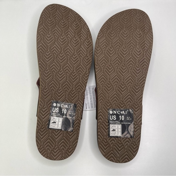 ONCAI Womens Flip Flops Comfortable Leather Strap Thong Sandal Brown Size 10 - Picture 9 of 11